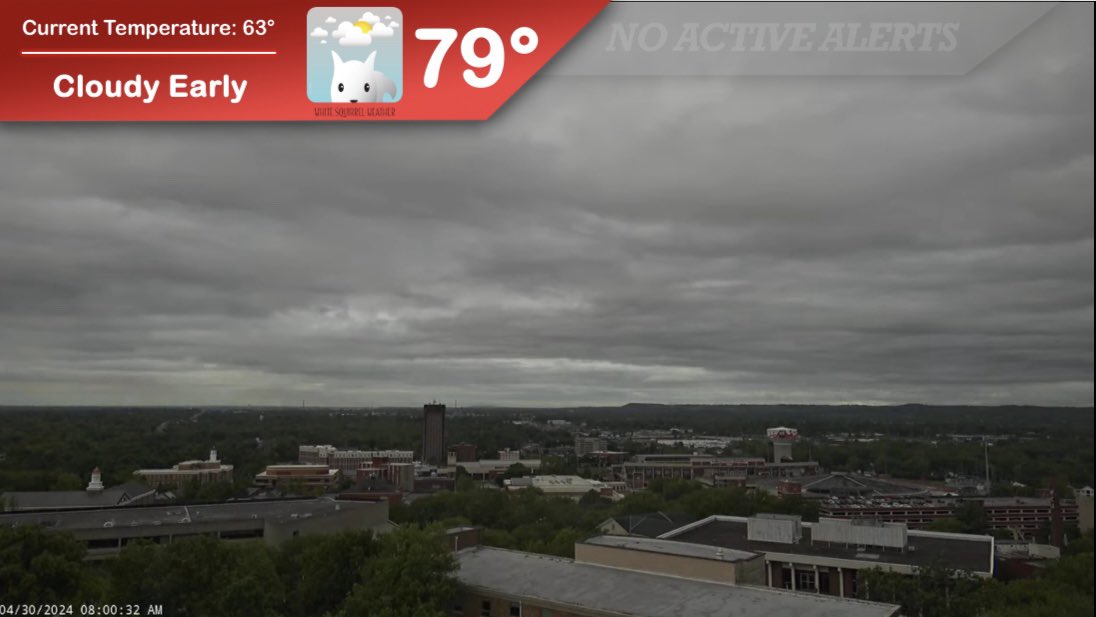 Overnight showers clear out of our area this morning, leaving behind clouds that will decrease in coverage over the coming hours. We’re a little cooler today thanks to the early morning rain; temperatures in the mid-to-high 80s and sunny skies return tomorrow, #WKU!