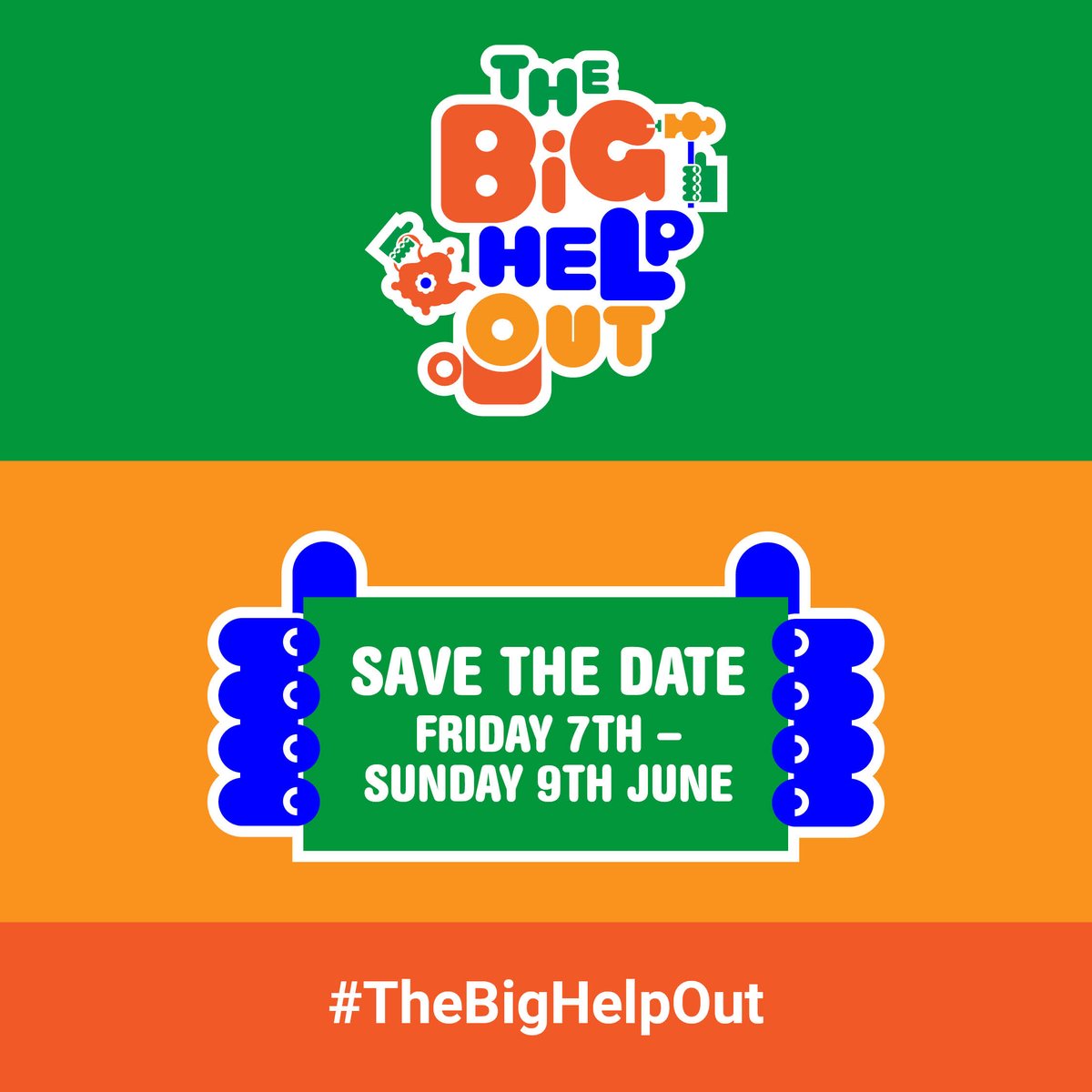 Would you like to join #TheBigHelpOut from 7-9th June?

🤝Volunteers are superheroes. So this year, we’re inviting you to make a difference within our communities.

Visit thebighelpout.org.uk and sign up to get notified about volunteering opportunities for June.