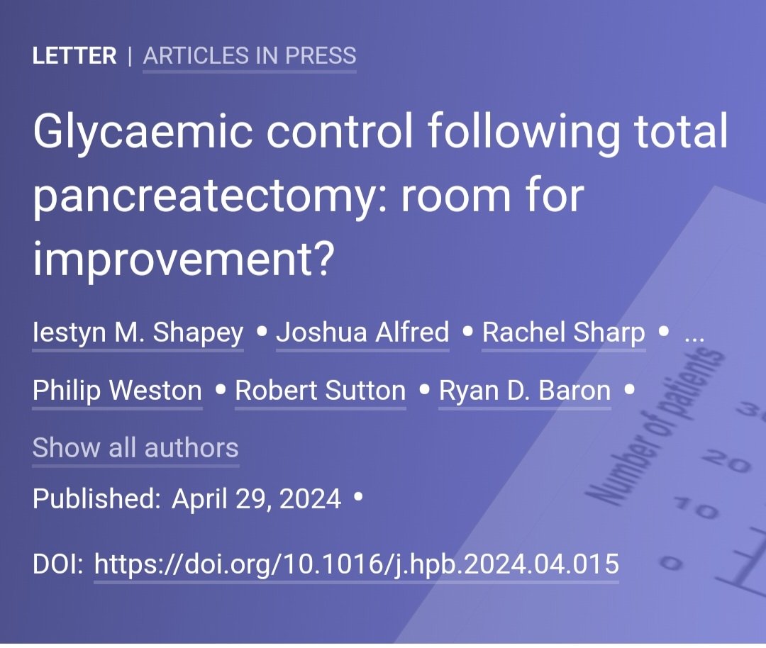 Here's data @hpbjournal showing the state of glycaemic control after TP. Great to be working collaboratively in the UK @Jo_St_Ham @nucDIABETES @sanjay_HPB @RyanDBaron towards routine use of continuous glucose monitoring & automated insulin delivery. tinyurl.com/2mcdjhz4