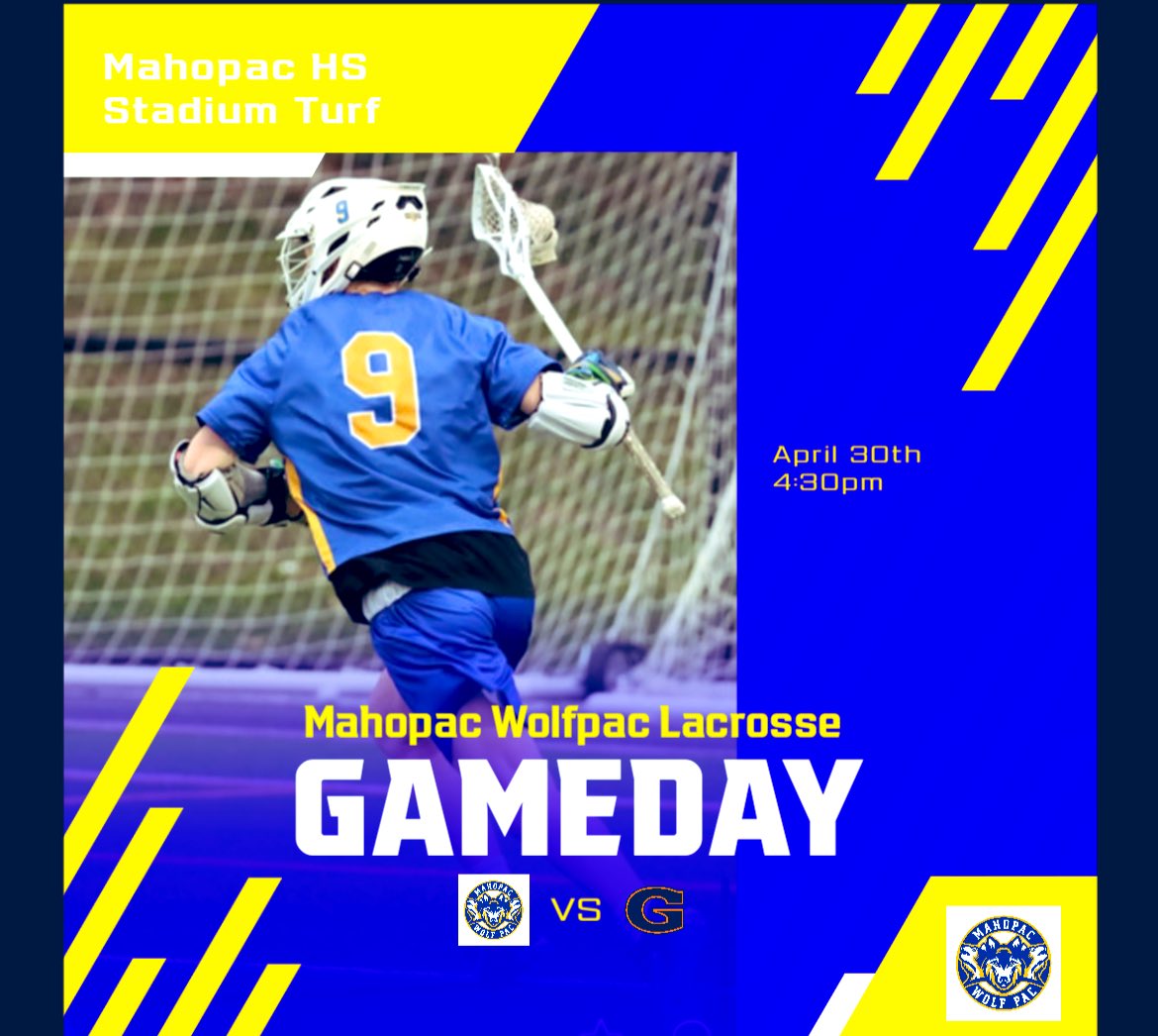 **GameDay** 🗓 4-30-24 📍Mahopac HS (stadium turf) 🆚@GreeleyMensLax ⏰ 430pm Faceoff @Haddeland11 @Mahopac_AD @Paclaxbc @DirectRays @LoHudLacrosse @MahopacManiacs