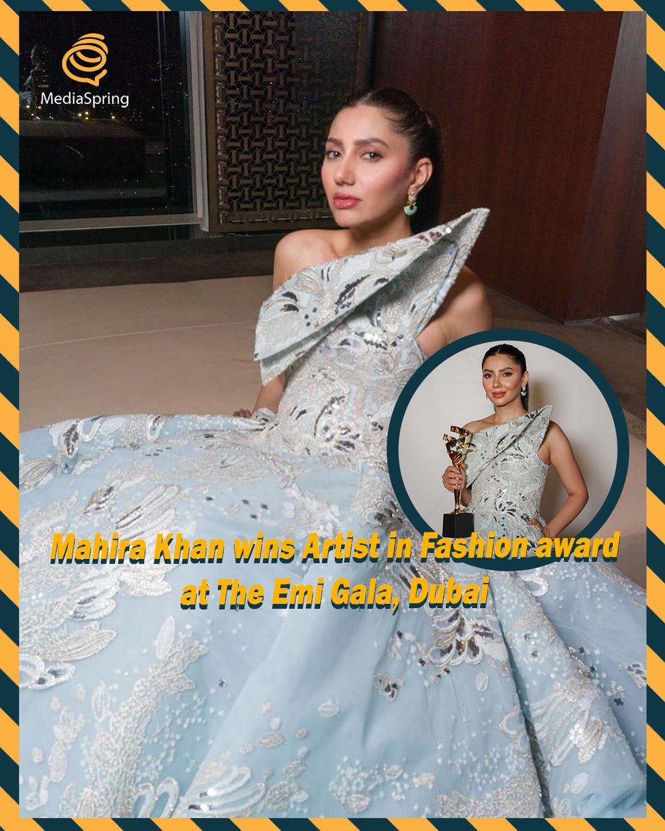 #MahiraKhan graces the 4th #Emigala in Dubai, where she's bestowed with the prestigious 'Artist In Fashion' award. Watch her acceptance speech that not only echoes her dedication to the art of cinema but also hints at the thrilling adventures awaiting: instagram.com/p/C6YwowKCHvL/…