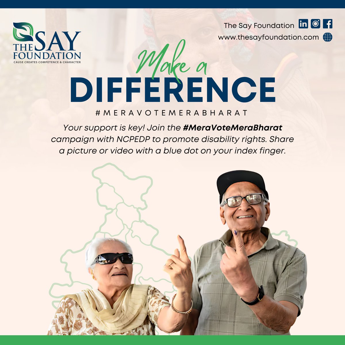 Every voice matters, including those of disabled individuals. 🗳️ Let's ensure everyone has the opportunity to participate in shaping our future.

#disabilityrights #votingrights #equalityforall #disabilityawareness #democracyforall #TheSayFoundation #MeraVoteMeraBharat