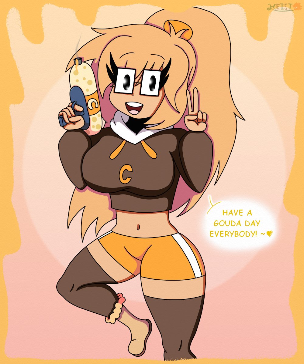 [#OC + #Birthday Art for @CamsSketchyDra1] Everyone's favorite cheese freak nerd gal! 💛🧀💛 #ArtistOnTwitter #DigitalArt