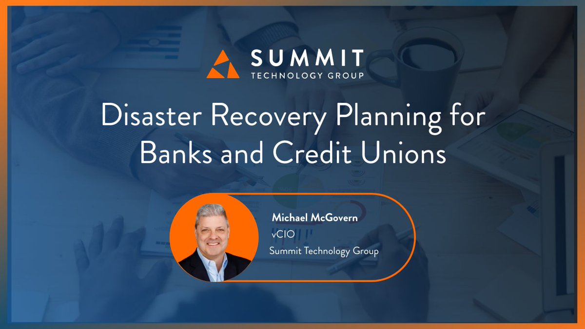 'Once you do build out your business impact analysis, then you can look to see if the technologies that you have in place can meet your risk appetite.'

Disaster Recovery Planning for Banks and Credit Unions - Tips from a CIO
#BankingInnovation

blog.thesummitgrp.com/techperspectiv…
