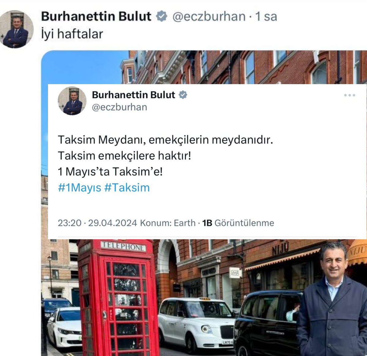 🔴 Böyle olur CHP'nin #1Mayıs işçi Bayramı!

📍CHP milletvekili Burhanettin Bulut tatilini yaptığı Londra'dan milleti sokağa çağırıyor.😃