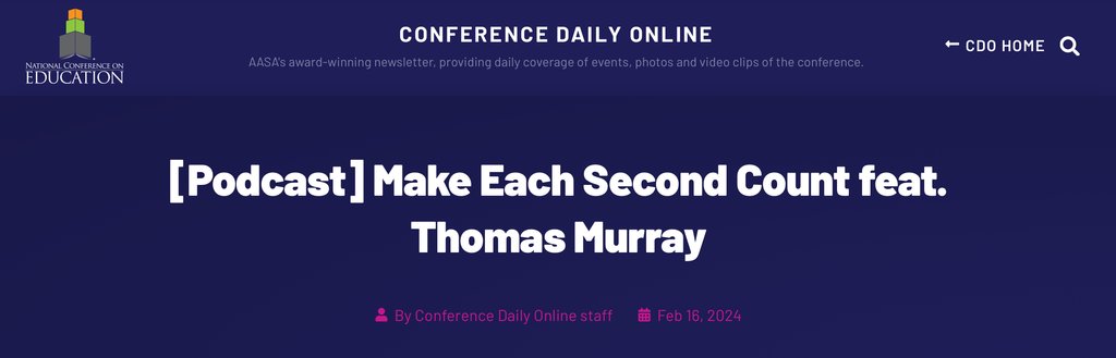 In case you missed it, I spent some time recently with @tjvari and the @AASAHQ Conference Daily Podcast. Take a moment to listen to 'Making Each Second Count,' and a conversation about finding joy in our work. nce.aasa.org/podcast-make-e…