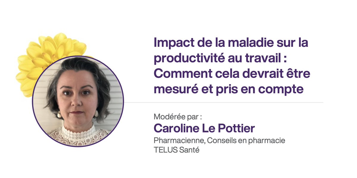 Alors que nous poursuivons la deuxième journée de la Conférence annuelle TELUS Santé, nous avons le plaisir de vous présenter Caroline Le Pottier, qui animera une session sur l'impact de la maladie sur la productivité au travail. #TendancesPrestationsSanté