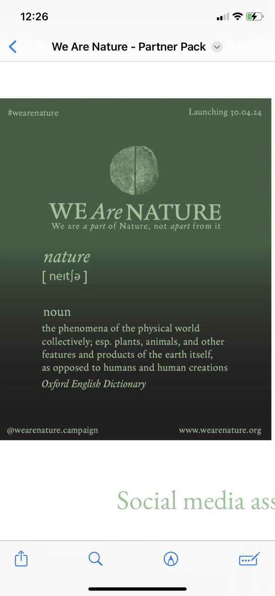 The illusion humans are separate from nature is at the heart of the environmental crises we face. I’m supporting the ‘We Are Nature’ campaign to change the definition of nature to include humans. Do show your support, because we are all part of nature!

wearenature.org