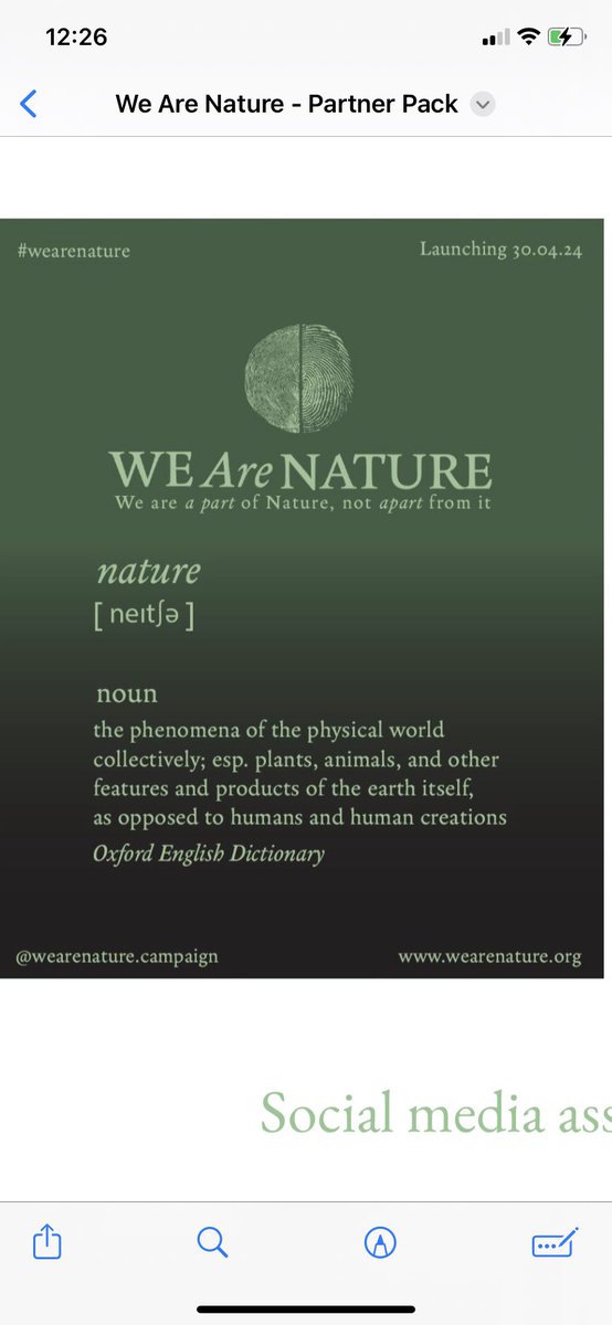 The illusion humans are separate from nature is at the heart of the environmental crises we face. I’m supporting the ‘We Are Nature’ campaign to change the definition of nature to include humans. Do show your support, because we are all part of nature! wearenature.org