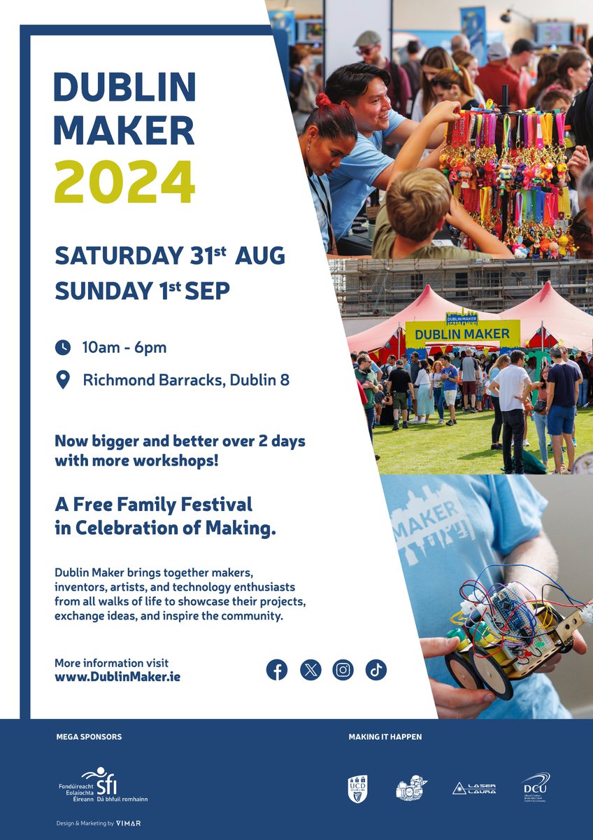 We are looking for someone to work with us at Dublin Maker. This year we are expanding to a two-day festival and need your help. The role is based at @ucddublin  School of Mechanical  & Materials Engineering. A Public Engagement Research Coordinator (temporary) #maker #jobfairy
