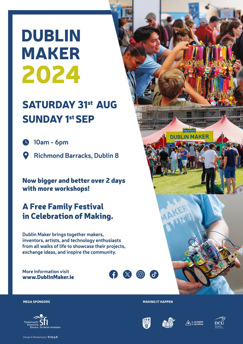 We are looking for someone to work with us at Dublin Maker. This year we are expanding to a two-day festival and need your help. The role is based at <a href="/ucddublin/">University College Dublin</a>  School of Mechanical  &amp; Materials Engineering. A Public Engagement Research Coordinator (temporary) #maker #jobfairy