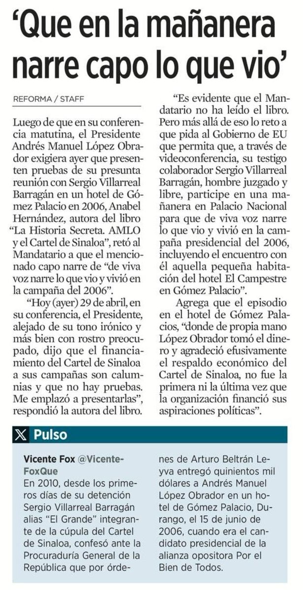 López Obrador quiere pruebas de su relación con los N∆RC0S.

Pues Anabel Hernández lo reta para que invite a uno de ellos a la mañanera y le permita hablar de lo que vió y vivió durante la campaña del 2006.

Obvio no va a aceptar.

Esdeke la 'investidura'..

👇