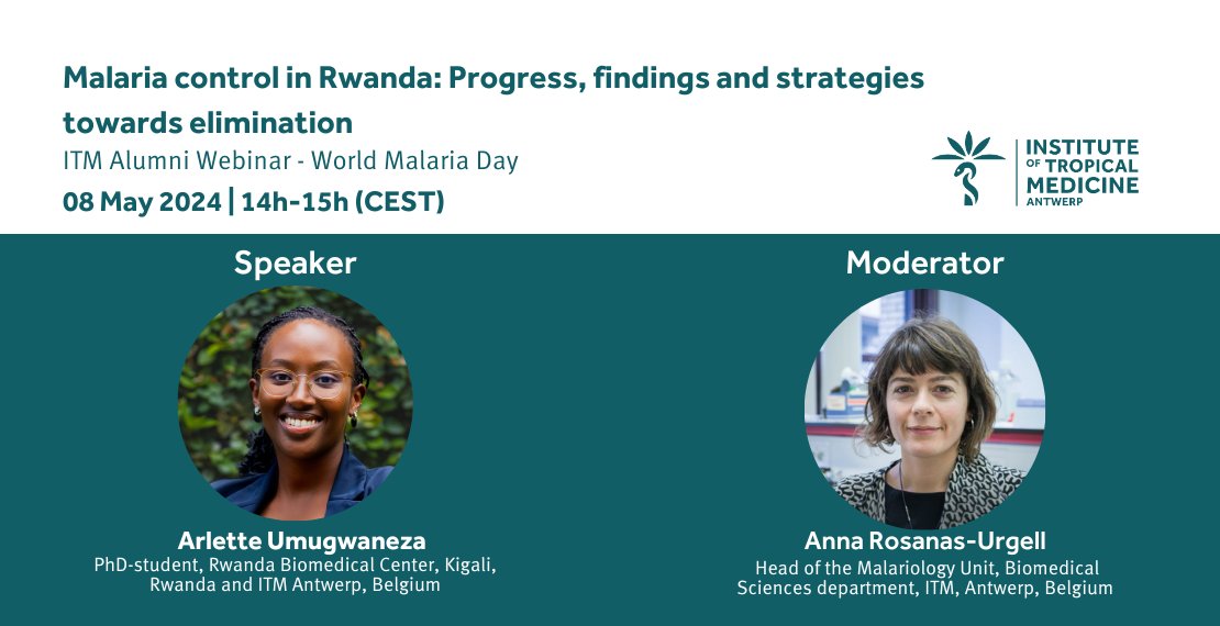 🦟🔍 Learn about the latest developments in malaria control in Rwanda and discover strategies for achieving elimination. Alumna and PhD student @ArletteU5 will share her insights. 🗓️ 8 May 2024 ⏰ 14:00 (GMT+1) 📝 Register now: itg.be/en/events/itm-… @RBCRwanda @ITMmalaria