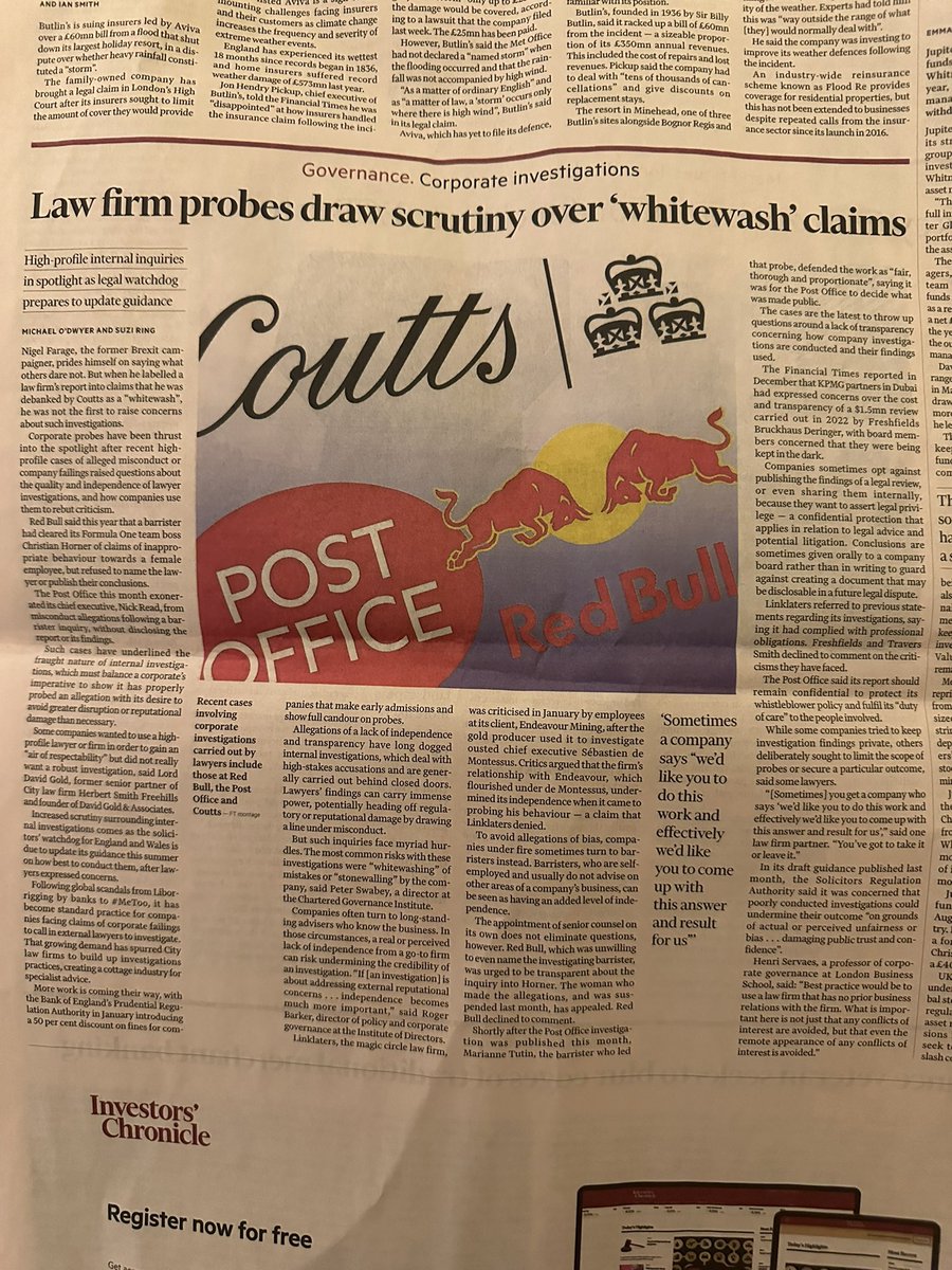 Great read in the @FT by @_MODwyer. Possibly a good time to revisit the Corporate Governance failures troubling the Board Members @LloydsBank. With outcomes of some investigations imminent, @LBGplc Chairman Budenberg’s position is under scrutiny ahead of the Banks AGM on 16 May!