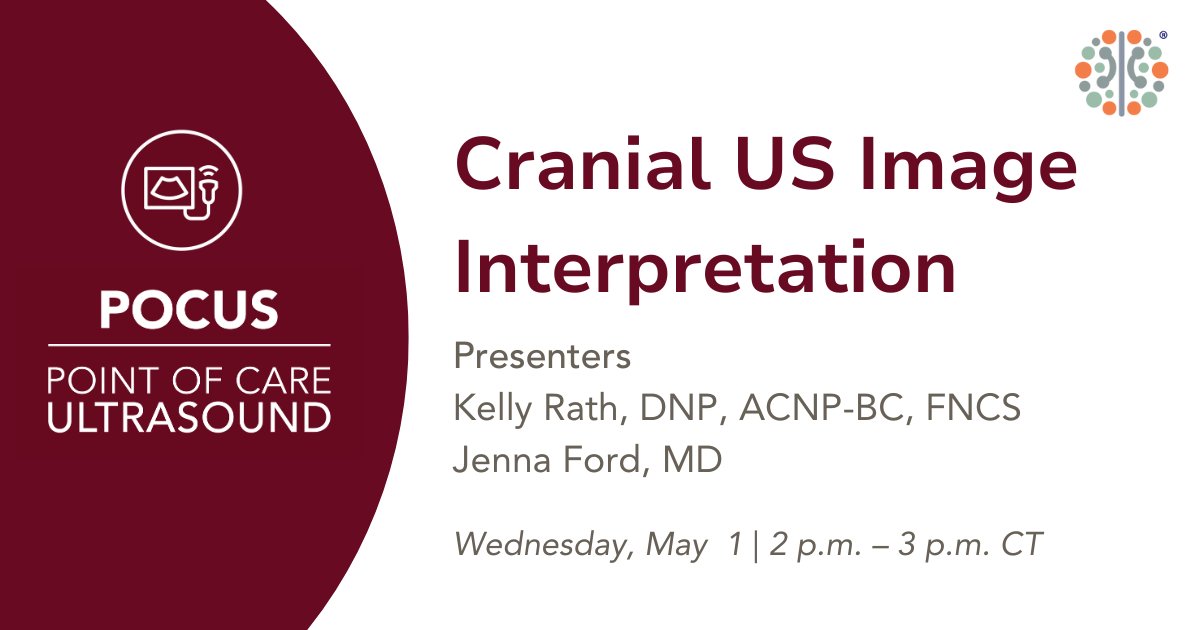 Join Drs. Kelly Rath and Jenna Ford tomorrow for our next #POCUS webinar on cranial US image interpretation. This webinar is intended to provide a novice-level introduction to the subject matter and an overview of clinical applications: ow.ly/KVgP50R4pXf #neurocritcare