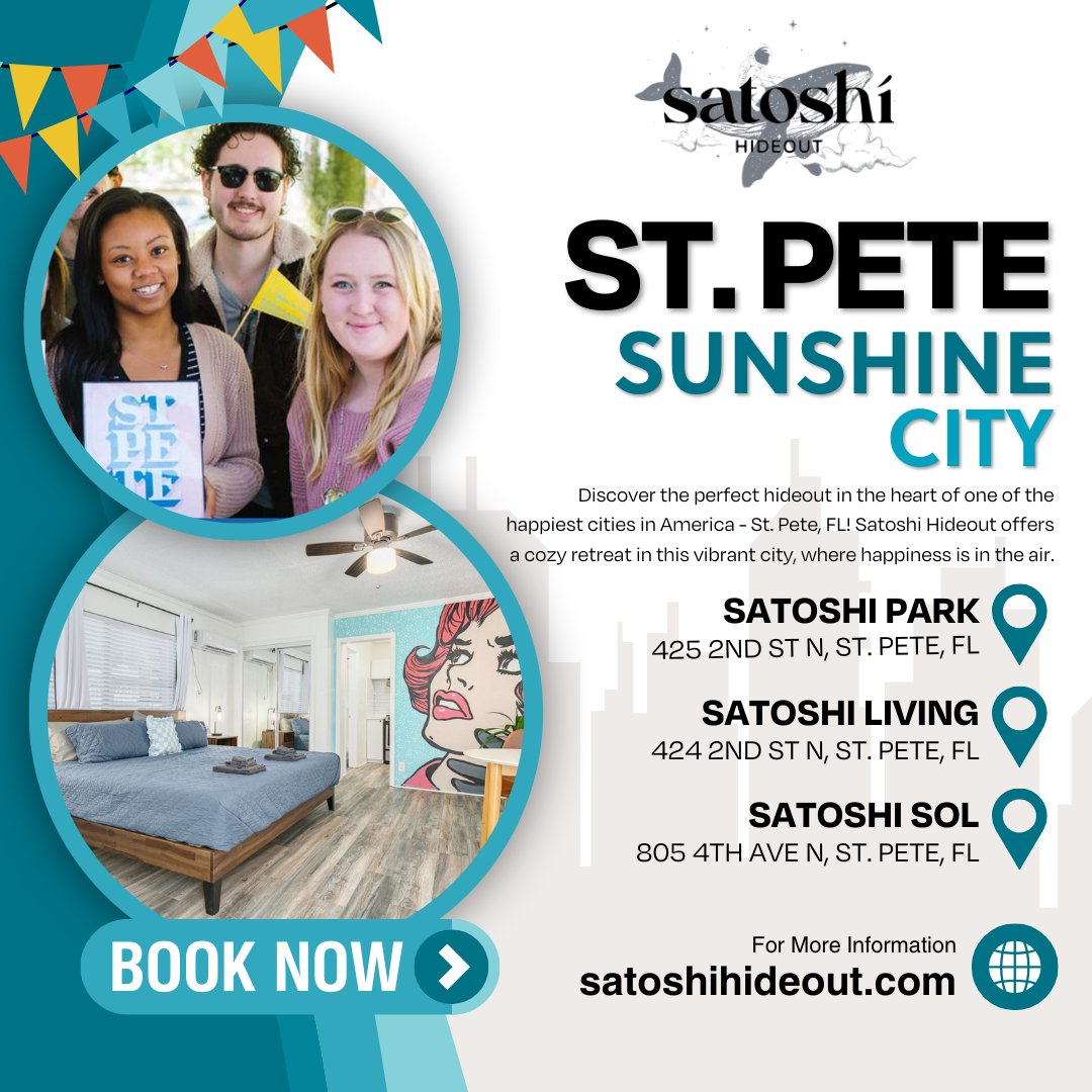 🌟🏡 Discover the perfect hideout in America's happiest city! 🌞✨

#SatoshiHideout #StPete #HappiestCityInAmerica