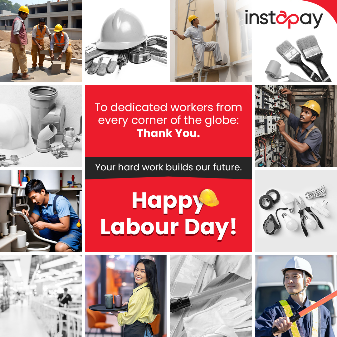 Happy Labour Day from Instapay. May you be rewarded with happiness, growth, and success for your hard work and dedication.

#LabourDay2024 #LabourDay #Instapay #InstapayTech #Fintech #MigrantWorkers #Remittance