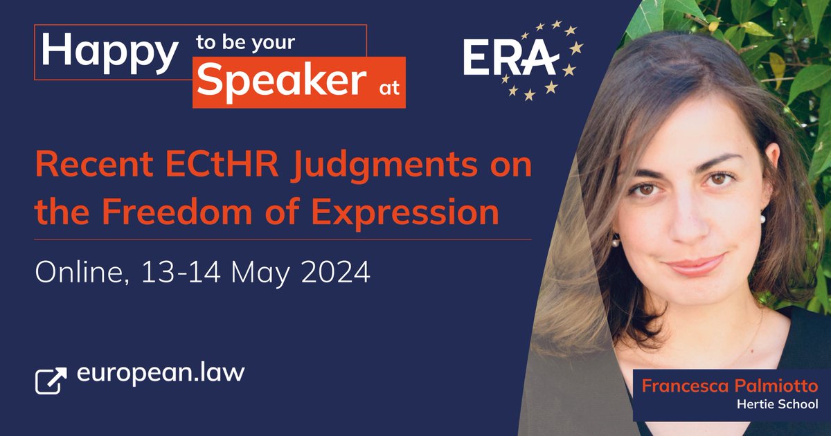 Francesca Palmiotto (@fpalmiotto) on Twitter photo Looking forward to speaking about the European Court of Human Rights' important decision regarding the use of facial recognition during protests: App. no. 11519/20 Glukhin v. Russia.
Join me on 13-14 May with <a href="/ERATrier/">Academy of European Law</a>
Register here 👉 lnkd.in/eTrFGq5w
#AI #humanrights Looking forward to speaking about the European Court of Human Rights' important decision regarding the use of facial recognition during protests: App. no. 11519/20 Glukhin v. Russia.
Join me on 13-14 May with <a href="/ERATrier/">Academy of European Law</a>
Register here 👉 lnkd.in/eTrFGq5w
#AI #humanrights