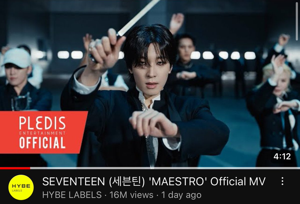 SEVENTEEN (세븐틴) 'MAESTRO' Official MV has reached 16M views on YouTube 🔥 ▶ youtu.be/ThI0pBAbFnk #SEVENTEEN #세븐틴 #17_IS_RIGHT_HERE #MAESTRO #세븐틴의_지휘에_맞춰