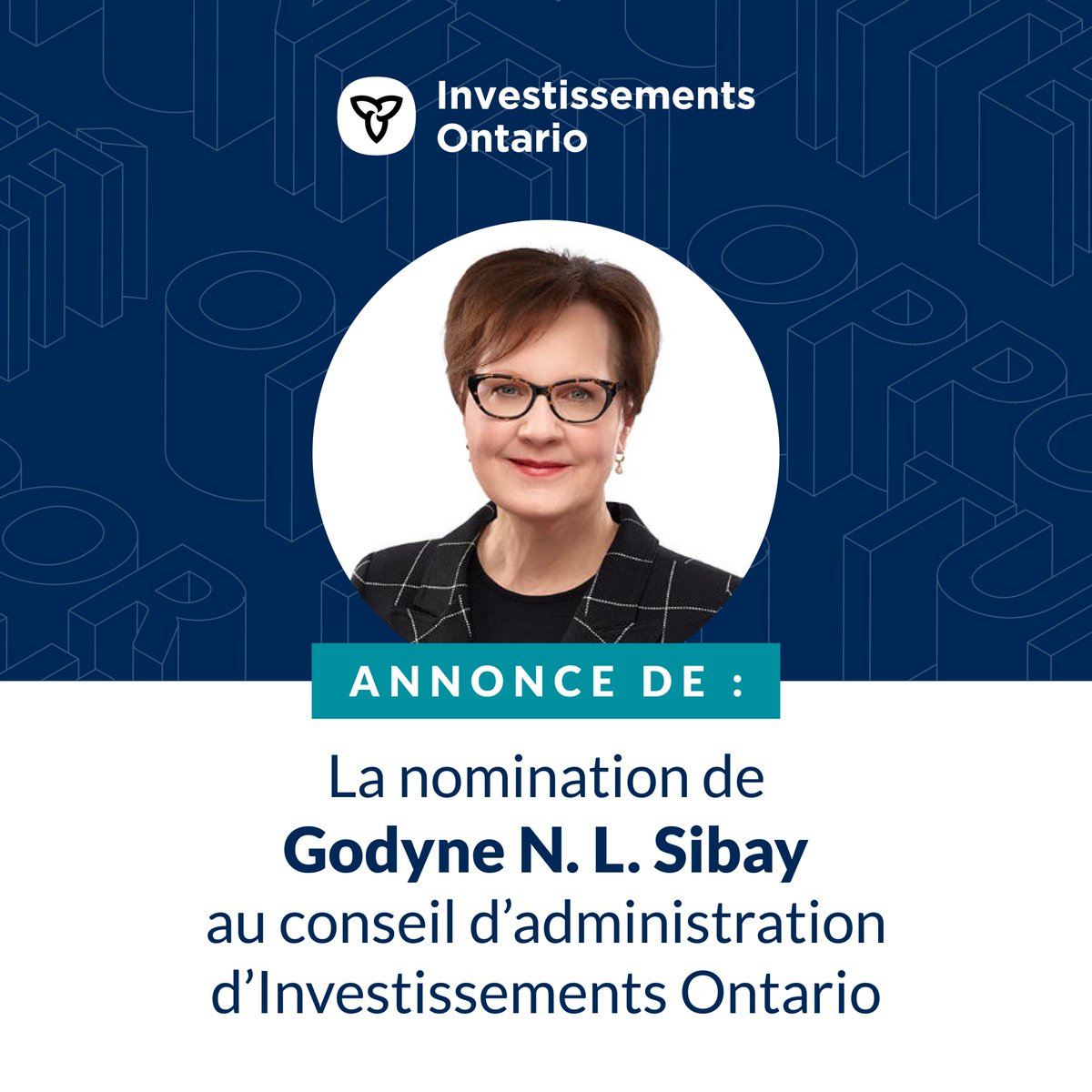 Godyne N. L. Sibay a été nommée au conseil d’administration d’Investissements Ontario. Elle est reconnue à l’échelle internationale pour ses activités d’avocate et est estimée dans le domaine des infrastructures et de l’immobilier. investontario.ca/fr/conseil-dad…