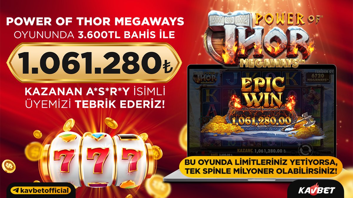 🚀Kazanç sağlayan üyemizi tebrik ederiz 😎Kavbet ile Milyoner Serilerine Devam 🎲 Oyun : Power of Thor Megaways 🎥TELEGRAM KANALIMIZDAN İZLEYEBİLİRSİNİZ 🏆2.000.000 nakit ödüllü Haftalık Kavbet Slot turnuvasına katılmayı unutmayın!