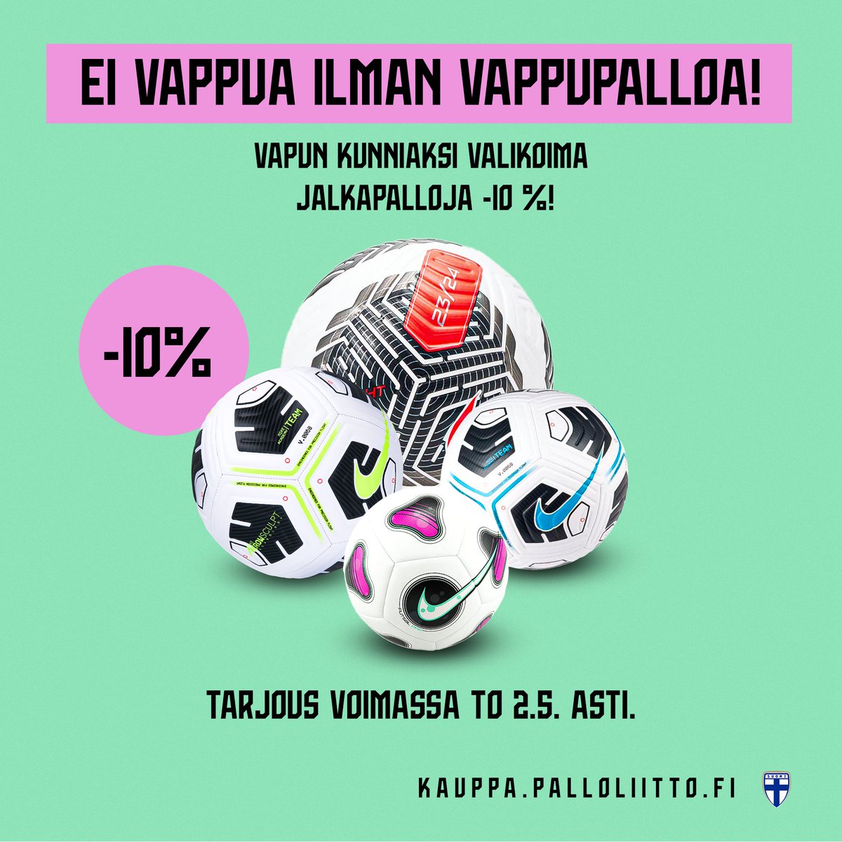 Vappupallo, josta on iloa pitkäksi aikaa! ⚽🎈 | Vapun kunniaksi valikoima jalkapalloja -𝟏𝟎 % ➡️ go.palloliitto.fi/VAPPUPALLO #SeurojenPalloliitto