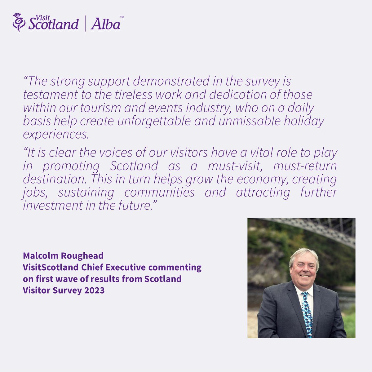 Our latest Scotland Visitor Survey found that Scotland’s reputation as a must-visit, must-return destination is growing. Find out more and download the full report 👇 toolkit.visitscotland.org/asset-page/550…