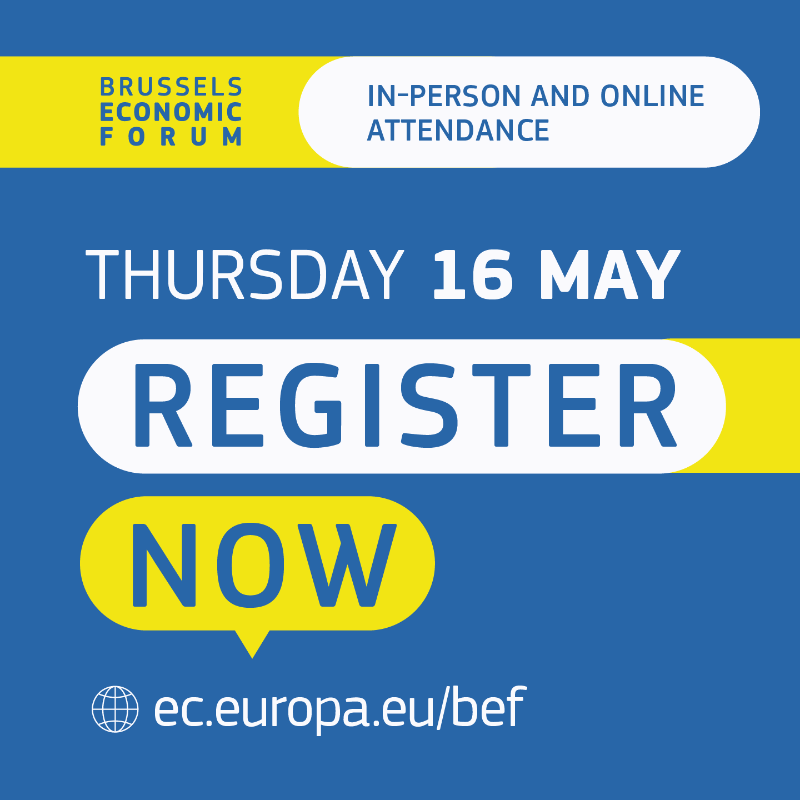 ecfin's tweet photo. Don't miss this year's Brussels Economic Forum on 16 May!

Check out the line-up of high-level speakers that will discuss 💬 how the upcoming EU elections will shape future economic policies.

Register now to join #EUBEF24! 👇