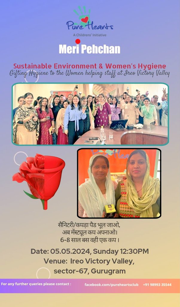 From debunking myths to embracing eco-friendly choices! Our gifting of  #MenstrualHygiene through free distribution of menstrual cups and informative workshops have been a game-changer, sparking a wave of positive change. Join us on 5th May 2024 at Ireo Victory Valley , Gurgaon