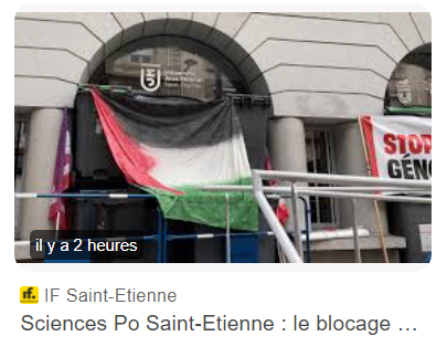 Les étudiant-es se mobilisent partout aujourd'hui pour la Palestine 😍🇵🇸
- Sciences Po Rennes
- Sciences Po Strasbourg
- Tolbiac Univ Paris I
- Sciences Po Saint Etienne
- l'EHESS en ce moment
- ...