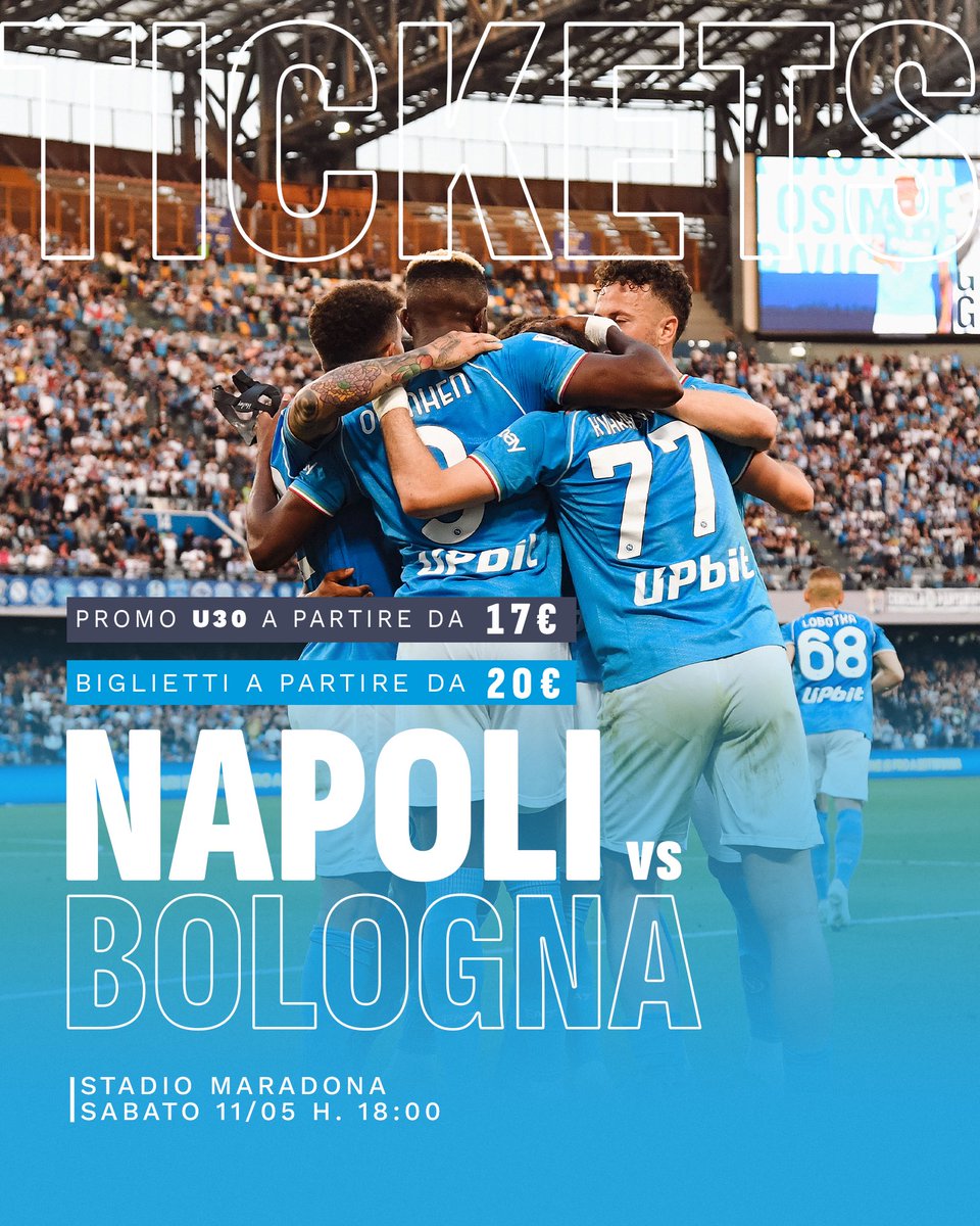 🎟 Napoli vs Bologna 🏟 Stadio Maradona, 11/05 h.18:00 ➡ Al via la Fase 1 di vendita ⚽ Promo U30 disponibile 👉 Acquista ora: sscnapoli.ticketone.it/catalog