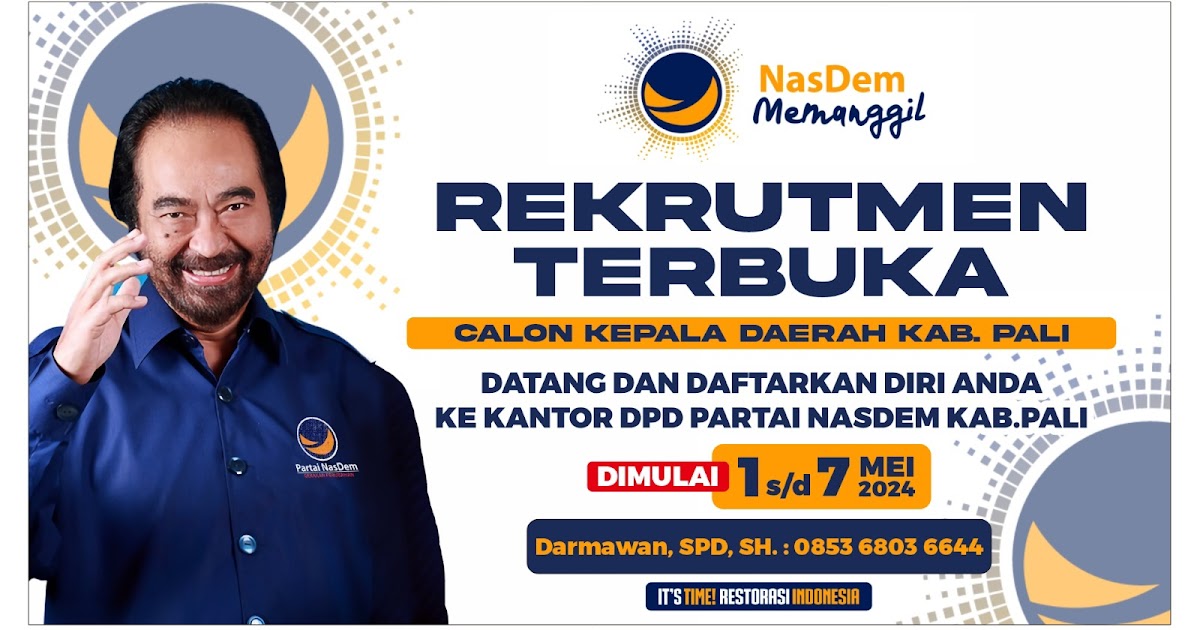OganPost's tweet photo. Partai NasDem PALI Buka Pendaftaran Bacalon Bupati dan Bacalon Wabup https://t.co/8hRxa1mSsK https://t.co/zGaqvRjFCE