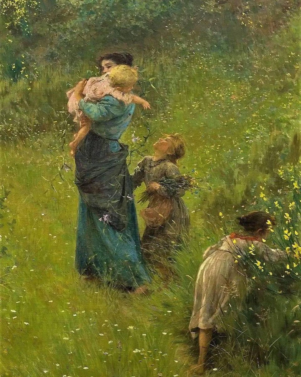 'Field flowers' By Francesco Gioli Italian. Pisa 1846 - Florence 1922