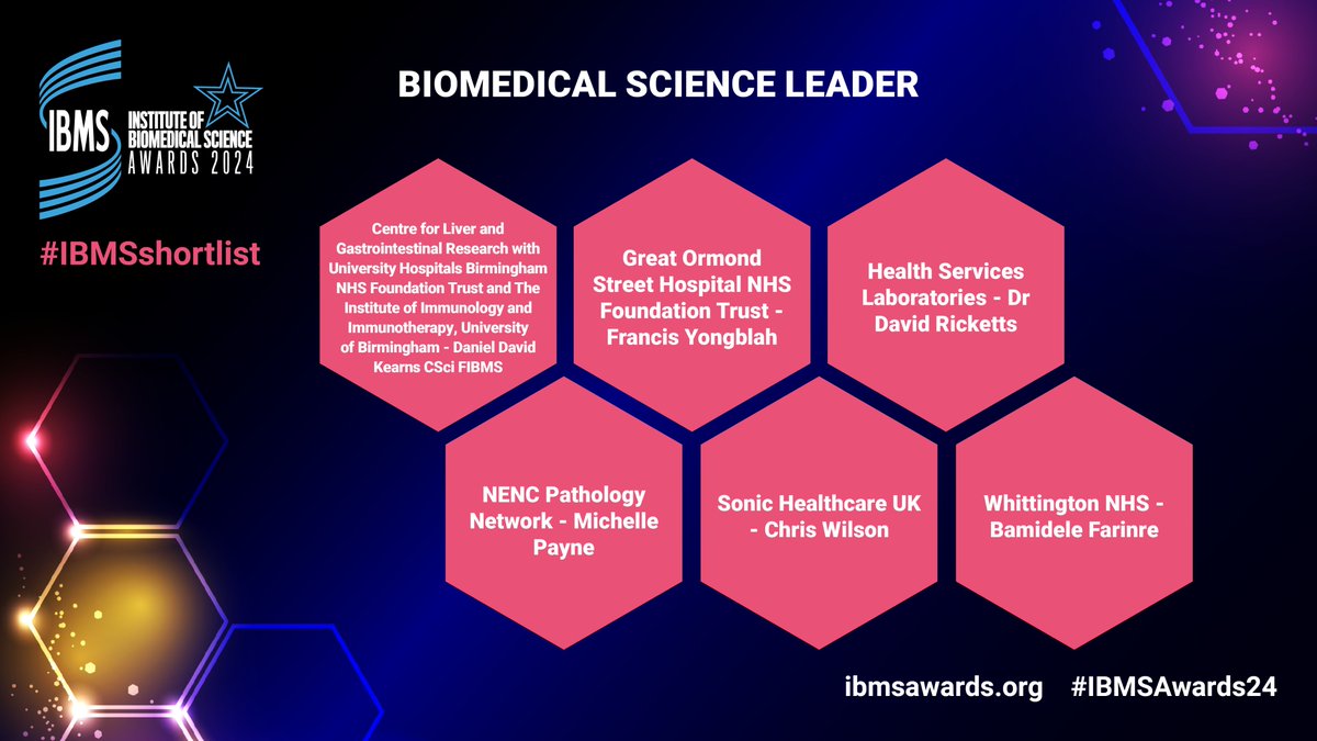 IBMScience's tweet image. Also on the #IBMSshortlist for Biomedical Science Leader:
NENC Pathology Network - Michelle Payne @Northumbria NHS
Sonic Healthcare UK - Chris Wilson
Whittington NHS - Bamidele Farinre @LG_NHS
#IBMSAwards24 (3/3)
