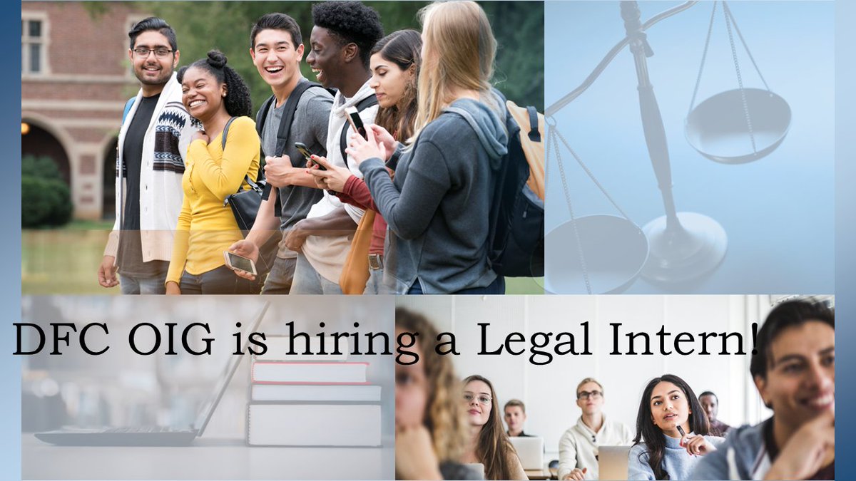 DFC_OIG's tweet photo. DFC OIG is hiring a Legal Intern! This is a paid position and if you are interested, check out the vacancy announcement for details: https://t.co/Mr6XR3MoBP https://t.co/sCxraLdaMh