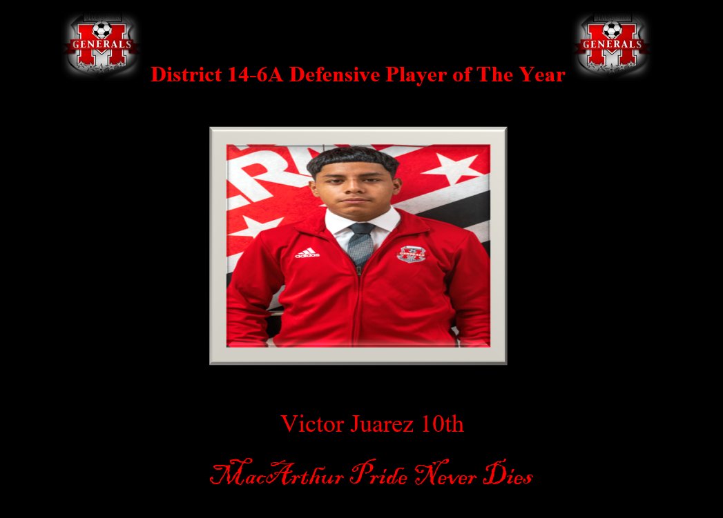 Congratulations to Victor for being selected as the District 14-6A Defensive Player of The Year!