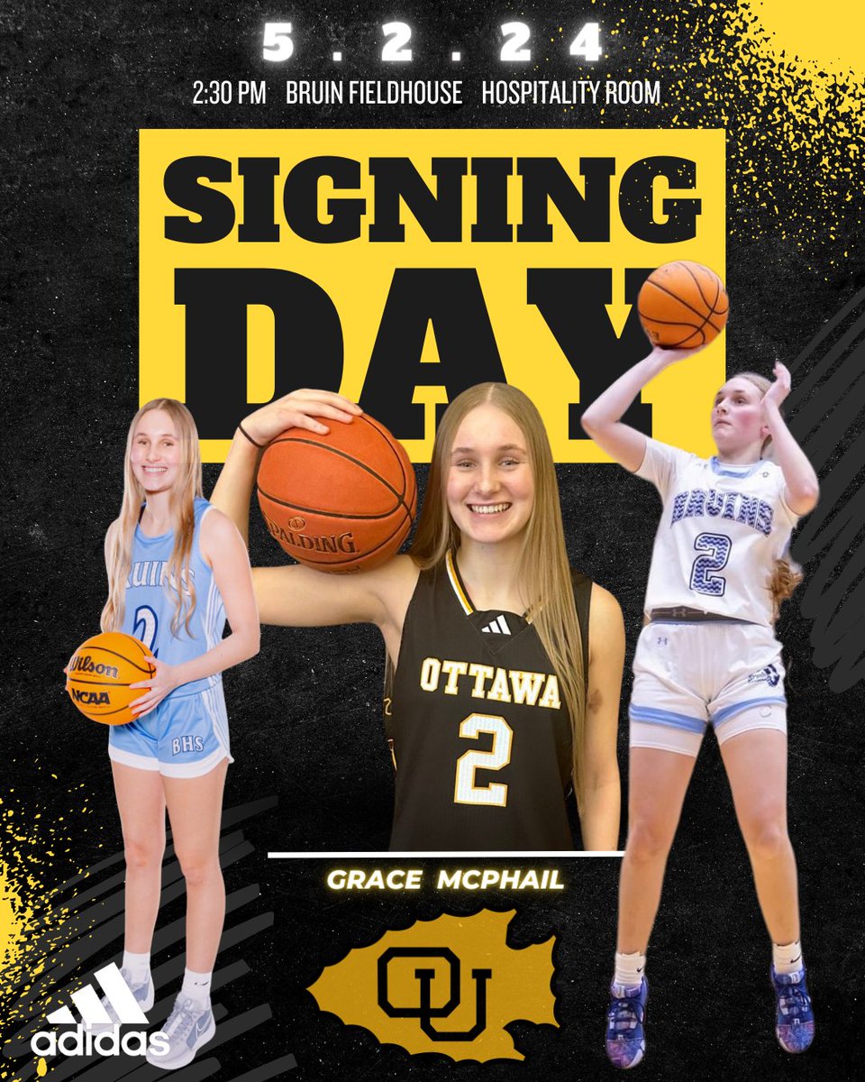 lb_basketball's tweet photo. Signing Day for Grace McPhail! Come celebrate with her as she signs her Letter of Intent to play for Ottawa University in the Fall this Thursday at 2:30pm in the Hospitality Room! @oubraveswbb #BruinCulture @bvilleradio @BPSDBruins https://t.co/VZ7e6mulZS