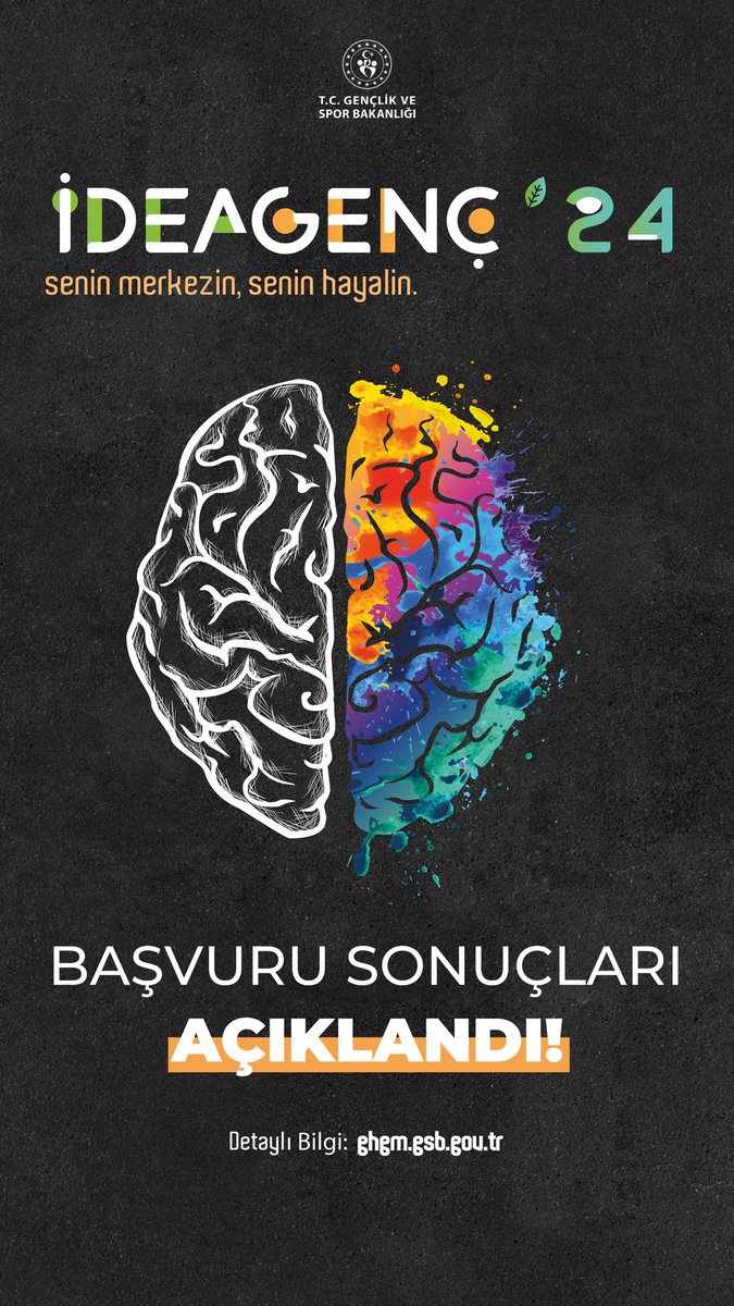 “IDEAGENÇ'24 Senin Merkezin, Senin Hayalin” Ideathon yarışması başvuru sonuçları açıklandı!  Fikirler hazırsa yarışma başlıyor! 🚀 🗓️Tarih: 3-5 Mayıs 2024 📍 İstanbul Ataköy Uluslararası Gençlik Merkezi 👉🏻Detaylı bilgi ve başvuru sonuçları için: ghgm.gsb.gov.tr