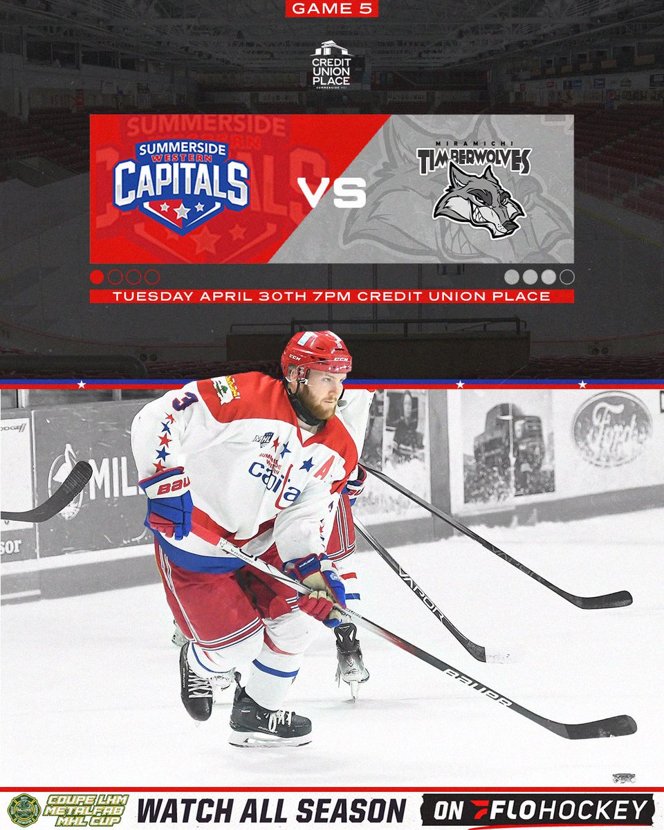 GAME DAY! Must win for your Caps tonight as Miramichi leads the MetalFab MHL Cup Final 3 - 1. Let’s fill the CUP!! #CapsArmy