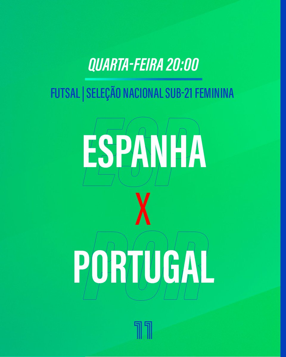 Acompanha de perto a 𝗗𝗨𝗣𝗟𝗔 𝗝𝗢𝗥𝗡𝗔𝗗𝗔 da Seleção Nacional sub-21 feminina de futsal frente a Espanha! 🇵🇹🇪🇸 📌 Assiste aos jogos, em direto, no Canal 11! #Canal11 #FutebolEmPortuguês