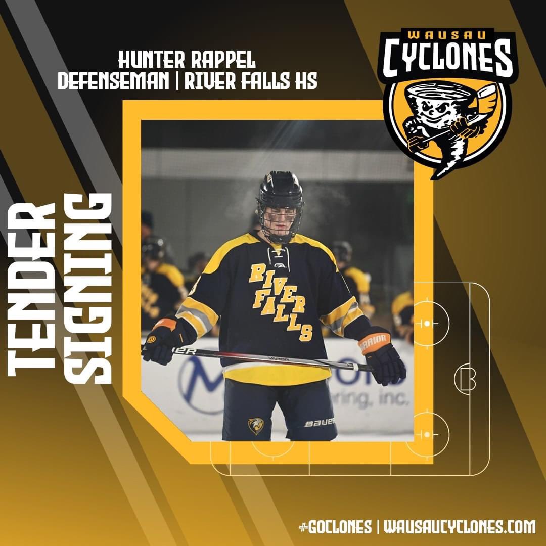 NEWS | Cyclones sign defenseman Hunter Rappel from River Falls, Wisconsin to a 2024-25 season tender agreement. #welcometowausau Details⬇️ wausaucyclones.com/rappel/