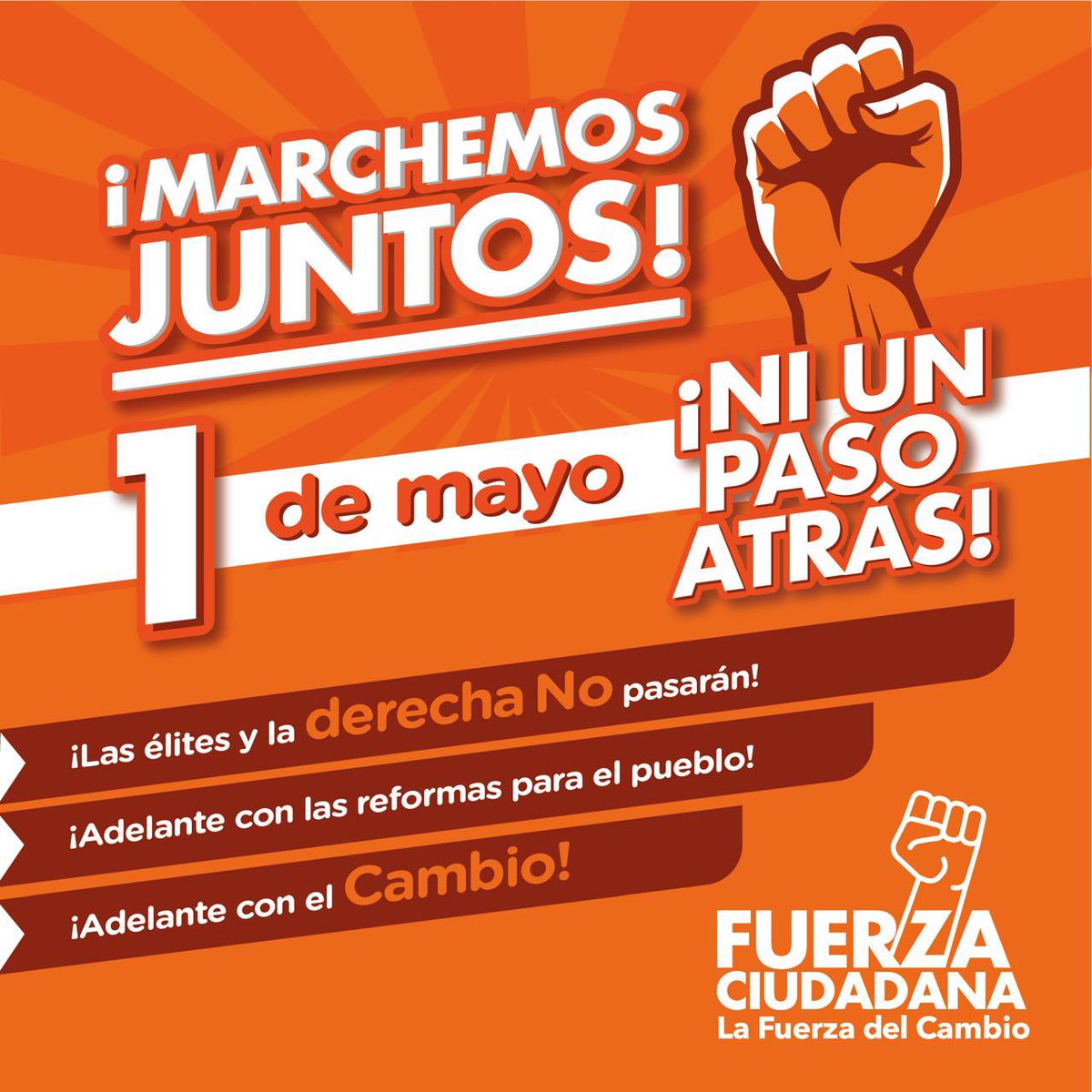 Este 1 de mayo con Fuerza saldremos a las calles en defensa de los derechos laborales y las reformas que necesita el pueblo colombiano para su dignificación. Marcharemos en contra de las élites, las mafias y la ultraderecha que insisten en negar a las mayorías acceso a