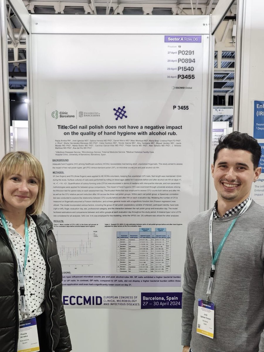 Last day of ECCMID! #jordiIglesies presented interesting results about hand hygiene and gel nail polish, there is no negative impact 💅🦠 @ESCMID #ESCMIDGlobal2024
