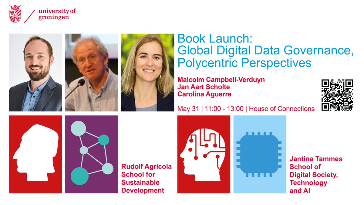 📘 Excited to announce the upcoming book presentation of 'Global Digital Data Governance: Polycentric Perspectives'! 🗓 May 31st, 11:00 - 13:00 📍 House of Connections, Grote Markt 21 Groningen. 🖋 More information and register: tinyurl.com/muza4fv4
