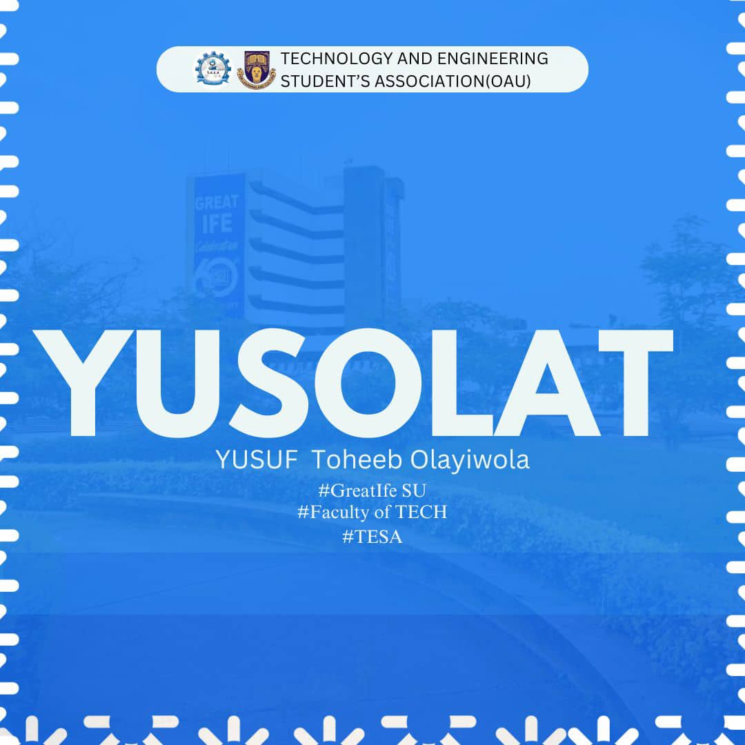 👉 Get Familiar with the _name_, wa ti ma gbó YUSOLAT!!!

📌 We are not Just coming, we've been here, and we are here to stay
_Remember, *Yusolat* isn't just a name; it's s a movement. Let's make history together!_

 #TeamYusolat #TESA #GreatIfe #oautwitter