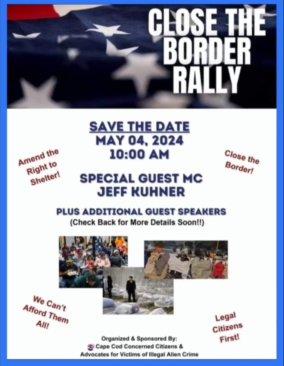 Secure the Border Rally in Boston, MA. Saturday May 4th 10am at the State House. Many of the MA Trump Campaign Team will be there to support the event. There will be a bus going from the Cape, and I can provide more details if interested. Be sure to come up and introduce