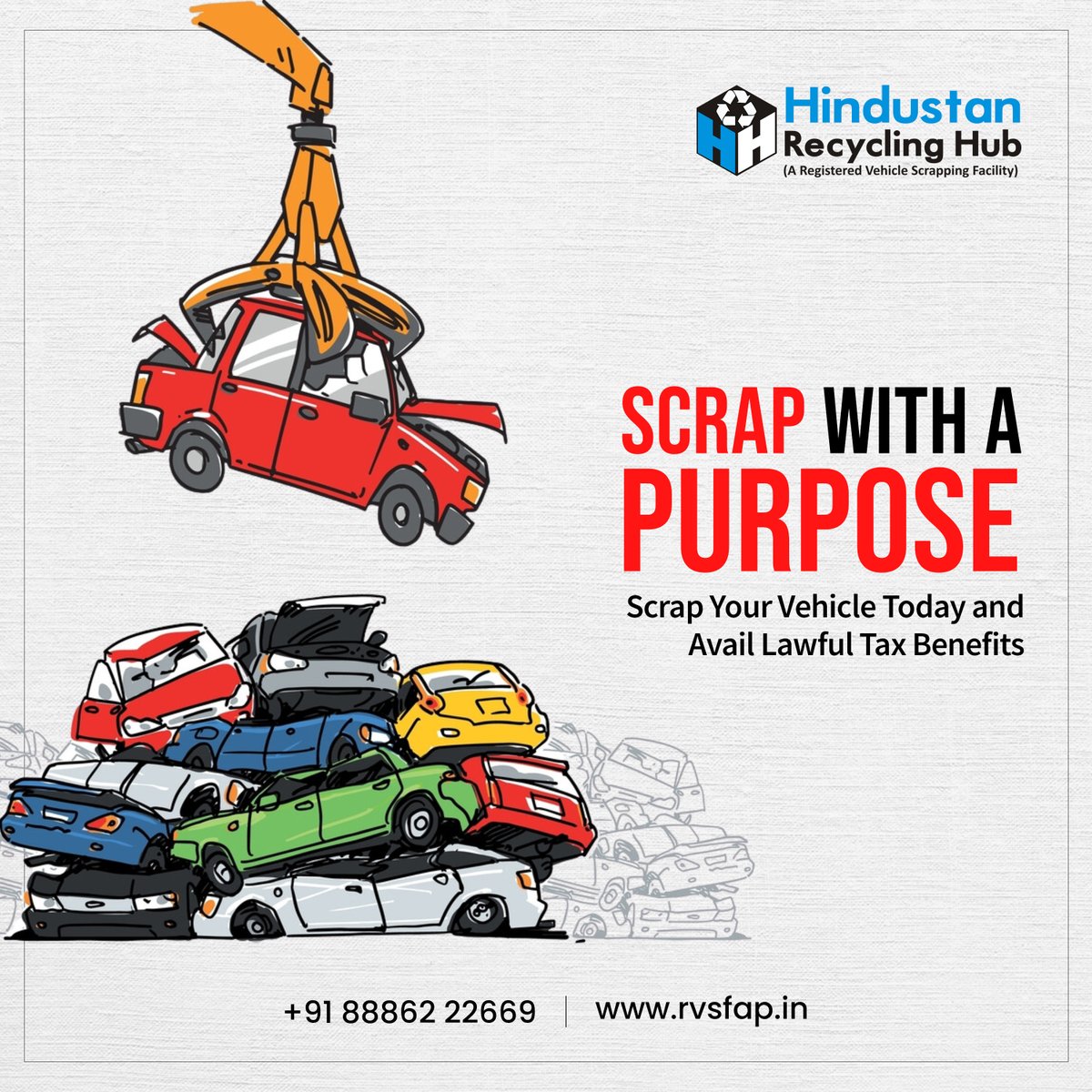 Transform your scrap into opportunity with Hindustan Recycling Hub! Unsure what to do with your old vehicle? Get an online buyer for your (ELV) (CD) and unlock a world of benefits.

Visit rvsfap.in
Call: +91 88862 22669

#hindustanrecyclehub #recycle #scrap #india