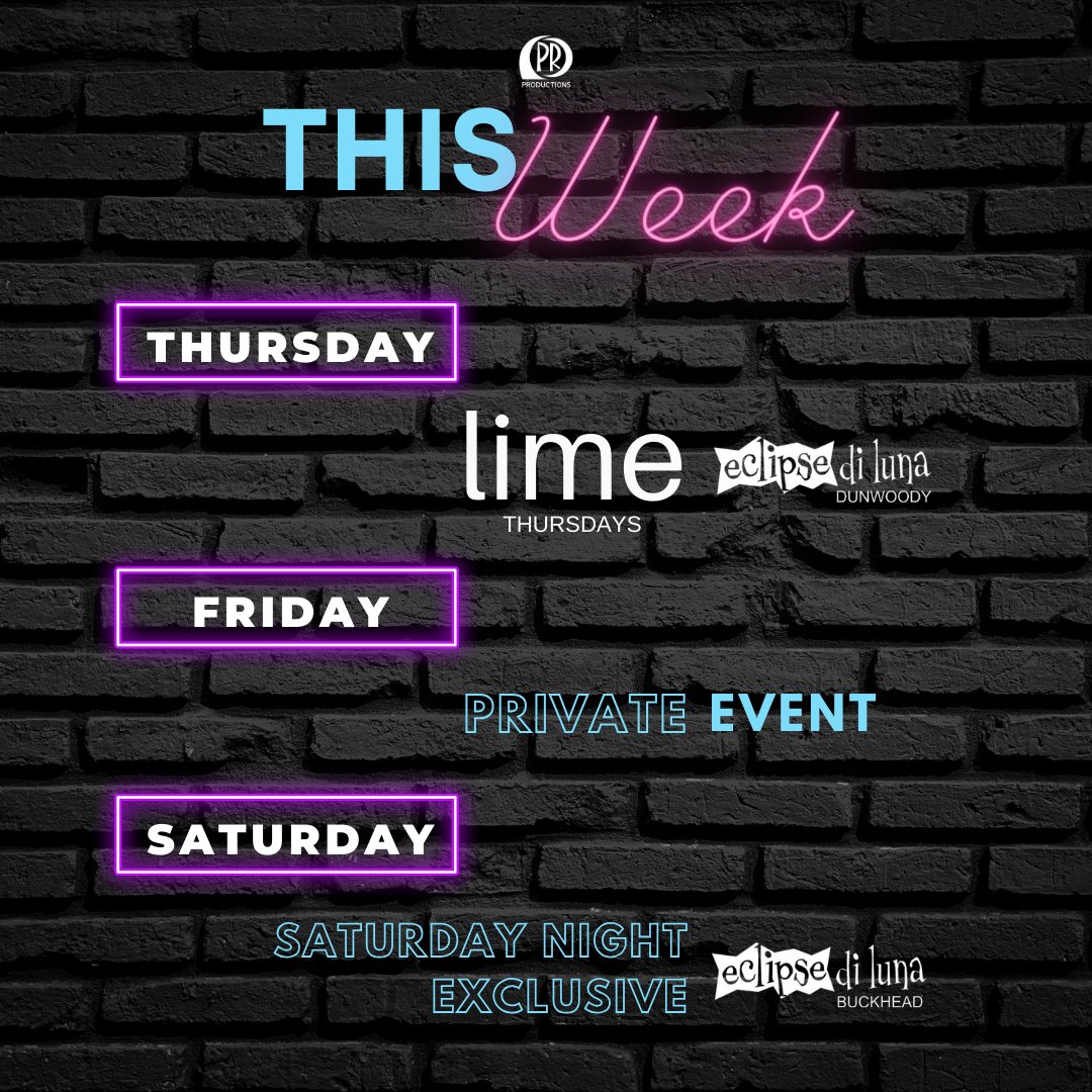 This week in #Atlanta!
The Elite #International & #Latin #Events
#Drinks #Music #Dance #Dj's

Hosted by @PRProd
Info in Link in Bio

#Thursday #Friday #Saturday #Free #Dance
#EclipseDiLuna #Dunwoody #tapas #buckhead #SNE #privateevents #corporateevents
#spring #may #nightlife