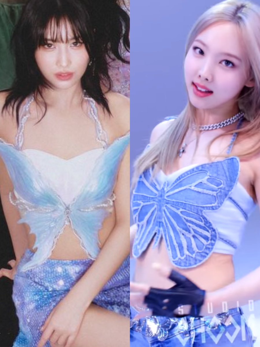 nayeon and momo with their butterfly tops