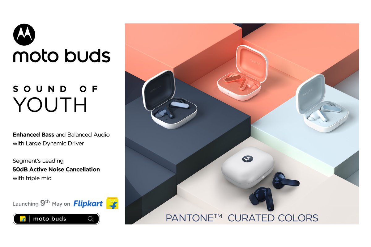 Let the groove flow through you as the music kicks in, powered by Bose. Experience dynamic range and detailing like never before as you enjoy the #SoundOfYouth with #MotoBuds. Launching on 9th May @flipkart, motorola.in and leading retail stores.